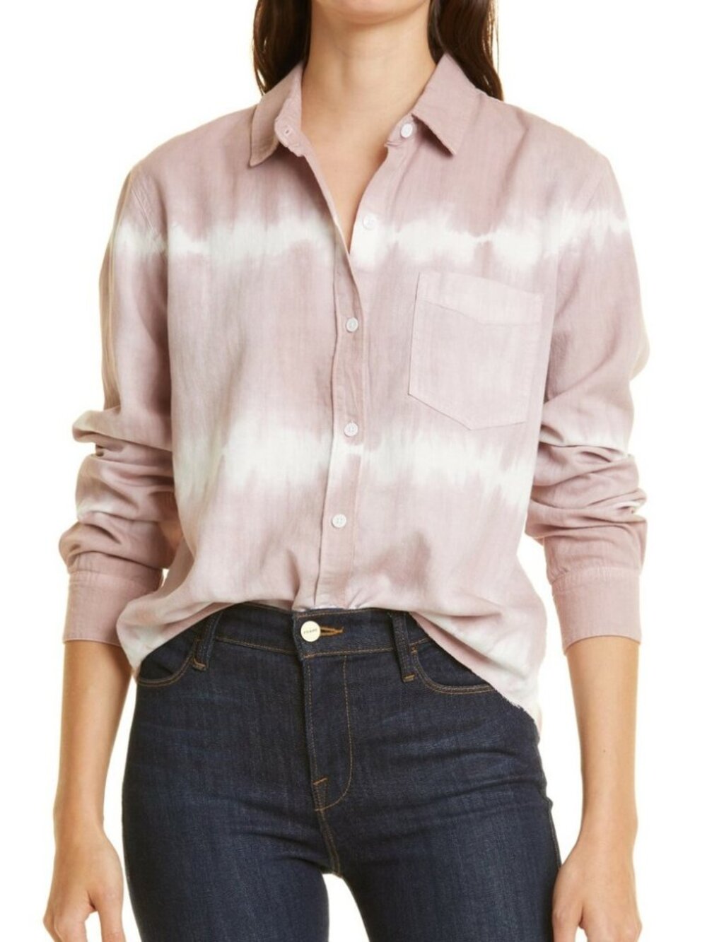 Rails Mauve Raw Hem Tie Dye Button Up Shirt - Size M